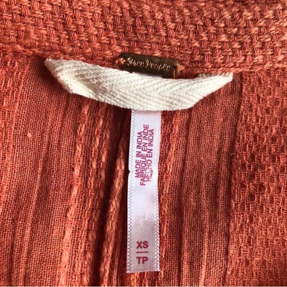 Free People Batwing Shirt Dress Tangerine Boho Mini 90% Cotton Women’s Sz XS - Picture 12 of 13